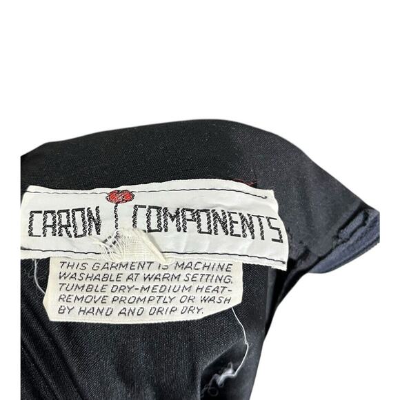 Vtg Pants Pleaded Culottes Wide Leg Black Caron Components Boho 2 XS Zipper - Picture 10 of 11